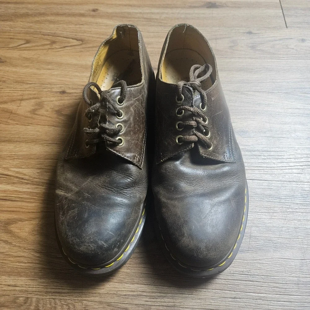 Doc Dr Martens US Mens Sz 11 Stanton Brown Leather Distressed Oxford Shoes‎